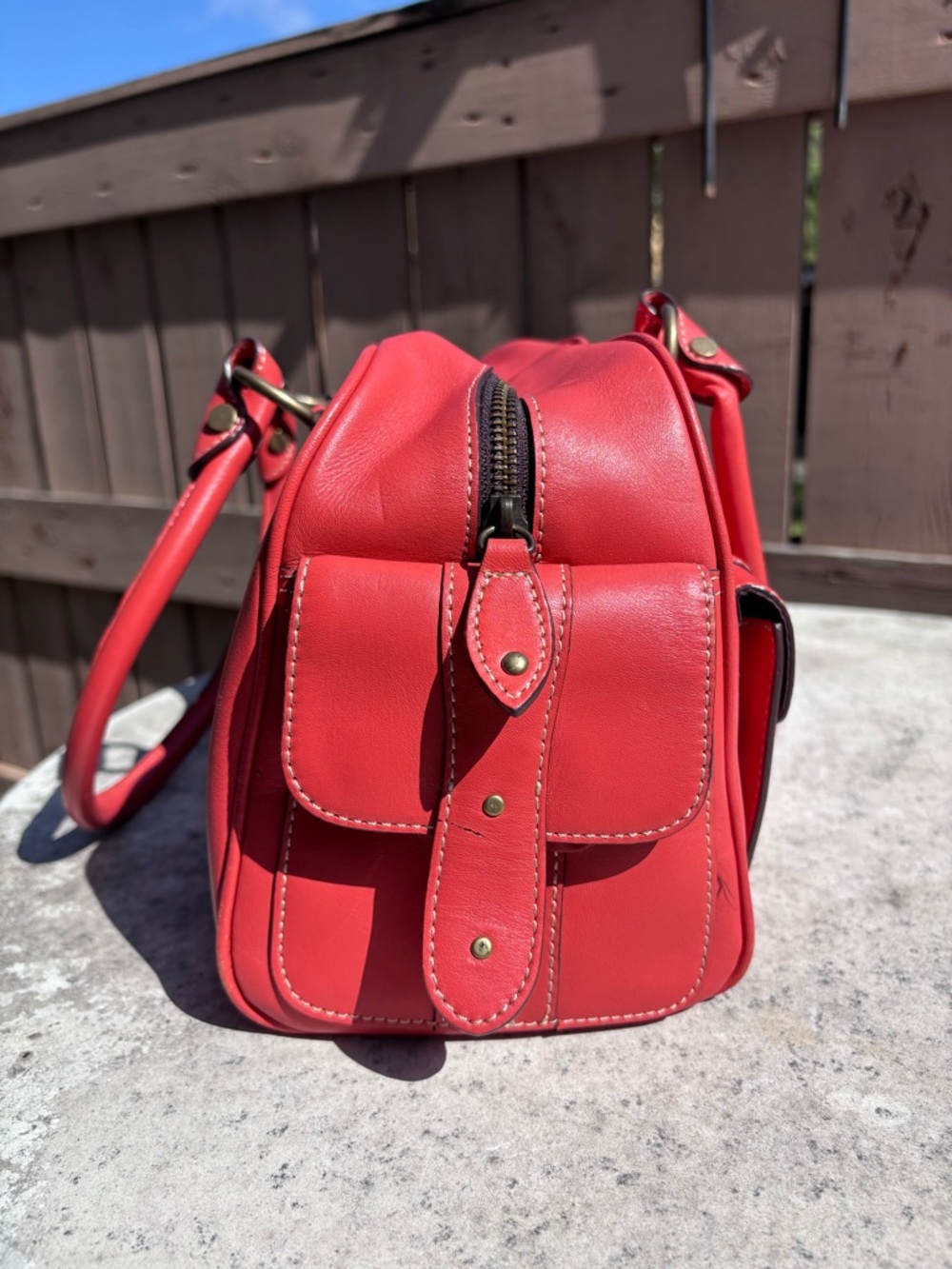 Orange Nordstrom’s Leather Satchel Handbag - Picture 2 of 8